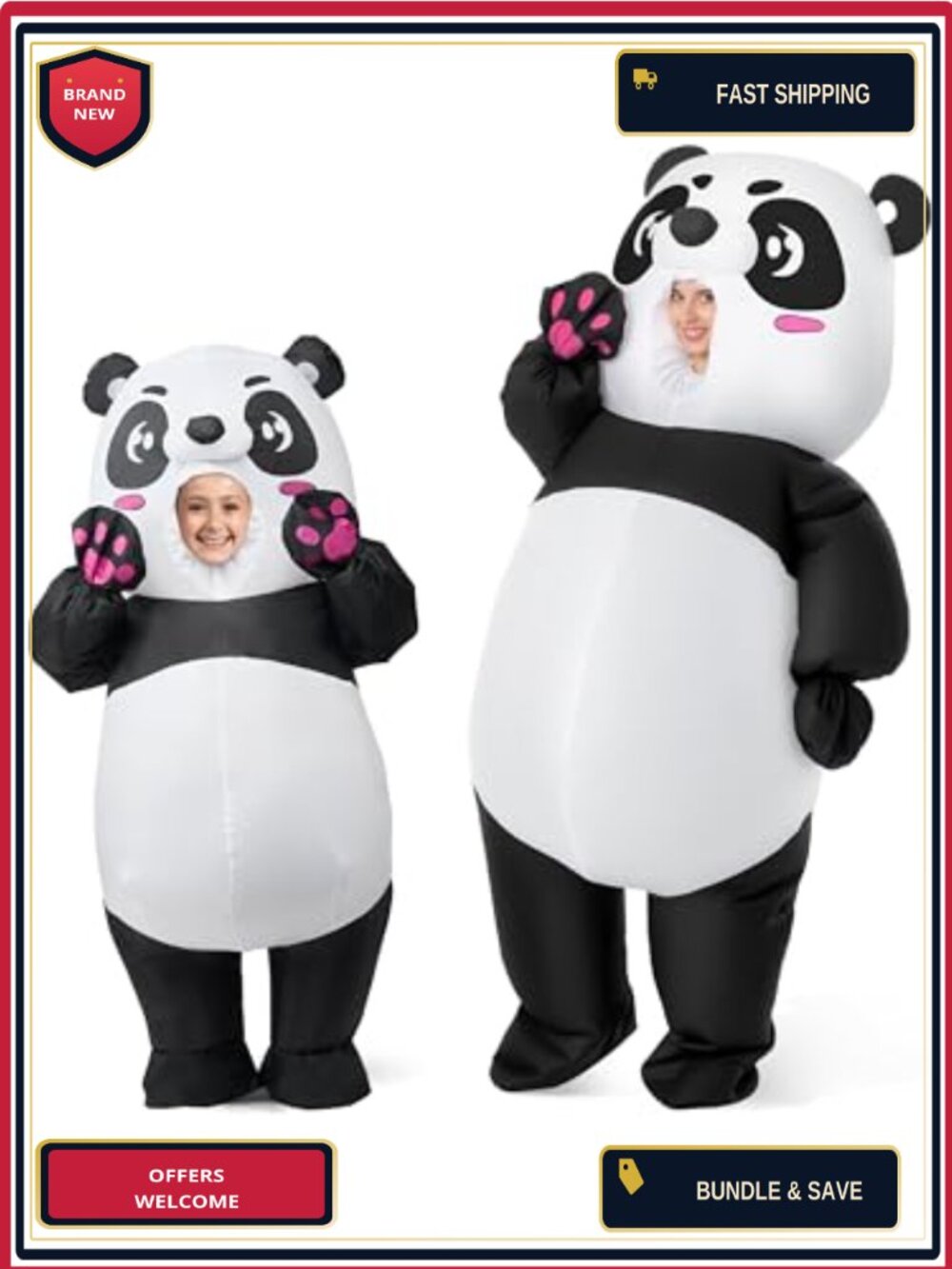 Inflatable Panda Costume Full Body Blow Up Suit Halloween Adult